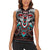 Native American Indian Warrior Skull Women Sleeveless Polo Shirt