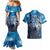 Beautiful Native American Wolf Couples Matching Mermaid Dress and Hawaiian Shirt Galaxy Art