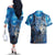 Beautiful Native American Wolf Couples Matching Off The Shoulder Long Sleeve Dress and Hawaiian Shirt Galaxy Art