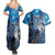 Beautiful Native American Wolf Couples Matching Summer Maxi Dress and Hawaiian Shirt Galaxy Art