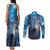 Beautiful Native American Wolf Couples Matching Tank Maxi Dress and Long Sleeve Button Shirt Galaxy Art