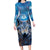 Beautiful Native American Wolf Long Sleeve Bodycon Dress Galaxy Art