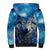 Beautiful Native American Wolf Sherpa Hoodie Galaxy Art