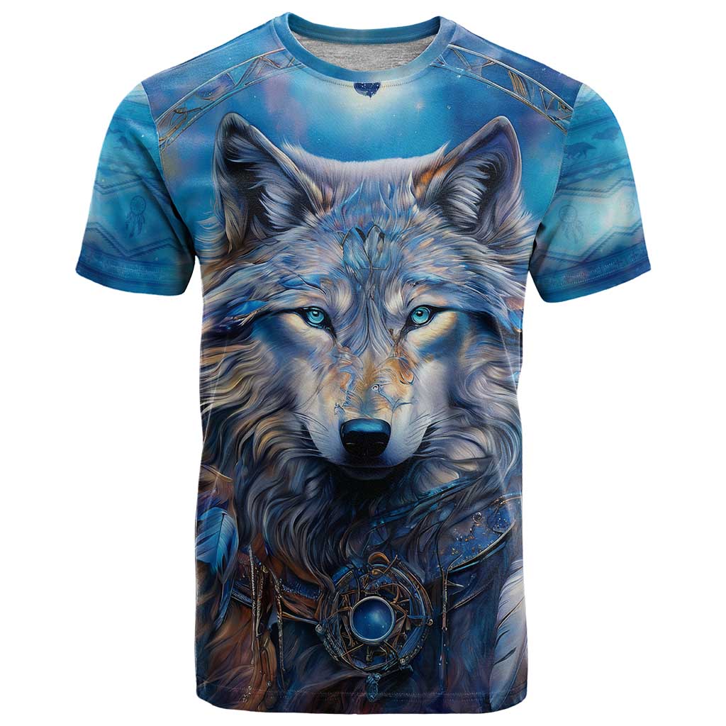 Beautiful Native American Wolf T Shirt Galaxy Art