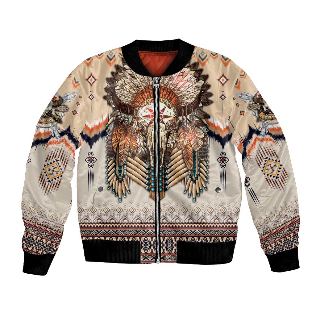 Native American Bomber Jacket Buffalo Skull - Wonder Print Shop