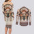 Native American Couples Matching Long Sleeve Bodycon Dress and Long Sleeve Button Shirt Buffalo Skull