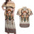 Native American Couples Matching Off Shoulder Maxi Dress and Hawaiian Shirt Buffalo Skull