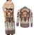 Native American Couples Matching Off Shoulder Maxi Dress and Long Sleeve Button Shirt Buffalo Skull