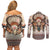 Native American Couples Matching Off Shoulder Short Dress and Long Sleeve Button Shirt Buffalo Skull - Wonder Print Shop