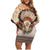 Native American Family Matching Off Shoulder Short Dress and Hawaiian Shirt Buffalo Skull - Wonder Print Shop