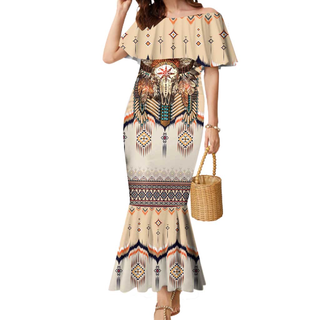 Native American Mermaid Dress Buffalo Skull