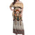 Native American Off Shoulder Maxi Dress Buffalo Skull