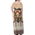 Native American Off Shoulder Maxi Dress Buffalo Skull