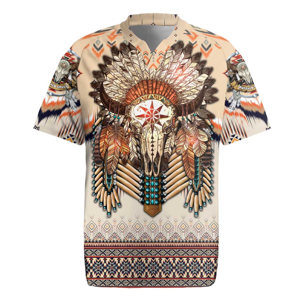 Native American Rugby Jersey Buffalo Skull - Wonder Print Shop