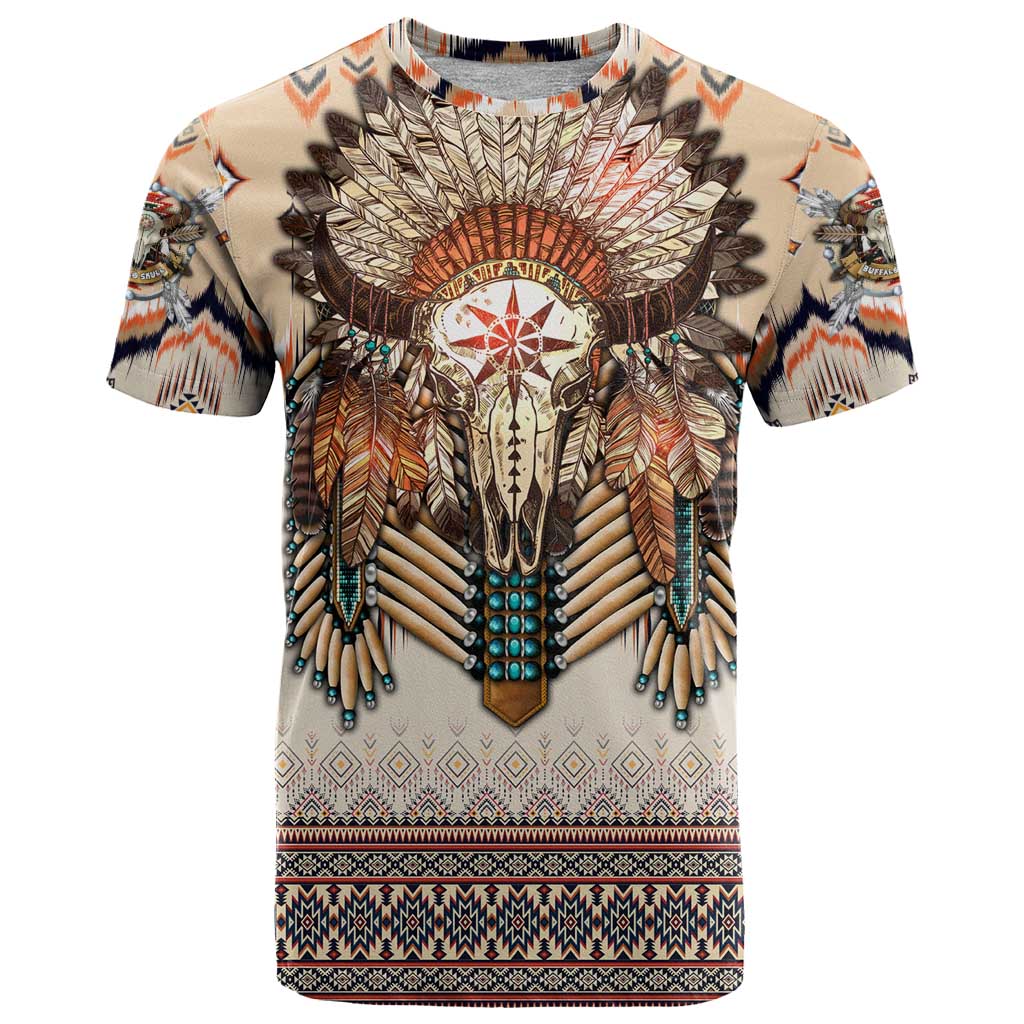 Native American T Shirt Buffalo Skull