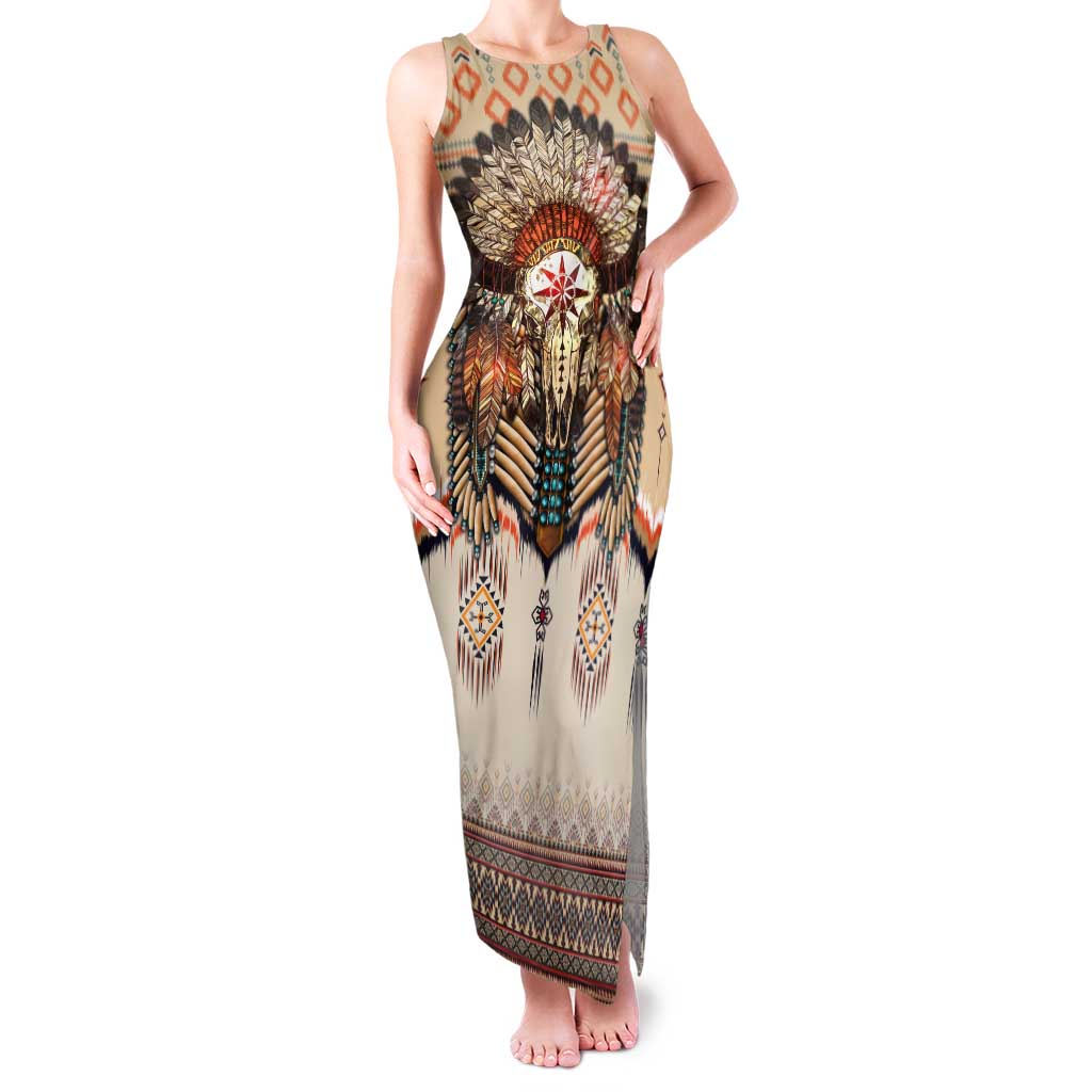 Native American Tank Maxi Dress Buffalo Skull