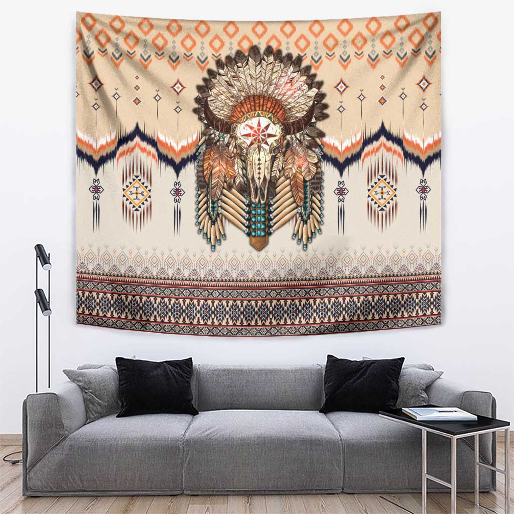 Native American Tapestry Buffalo Skull