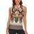 Native American Women Sleeveless Polo Shirt Buffalo Skull