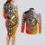 Four Directions Native American Couples Matching Long Sleeve Bodycon Dress and Long Sleeve Button Shirt