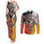 Four Directions Native American Couples Matching Tank Maxi Dress and Long Sleeve Button Shirt