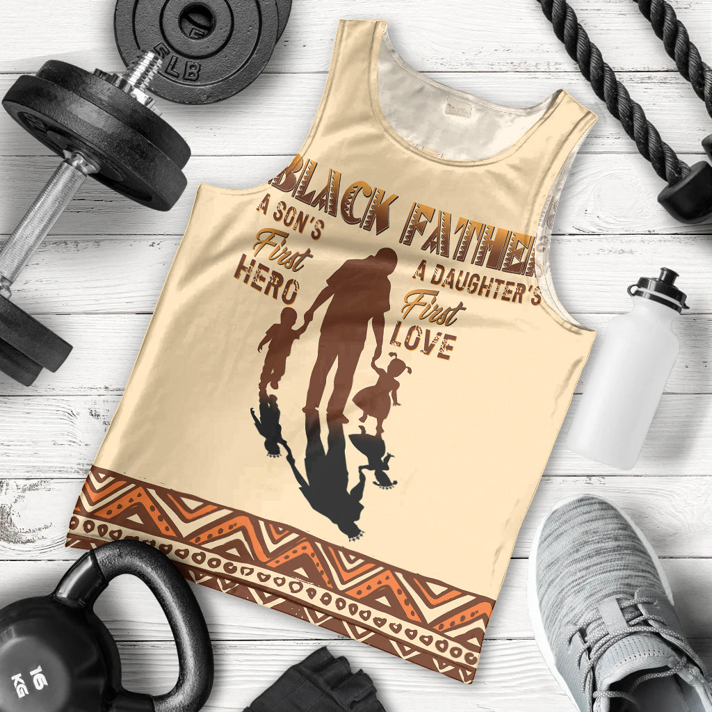 Black Father Men Tank Top African Father with Son and Daughter - Wonder Print Shop