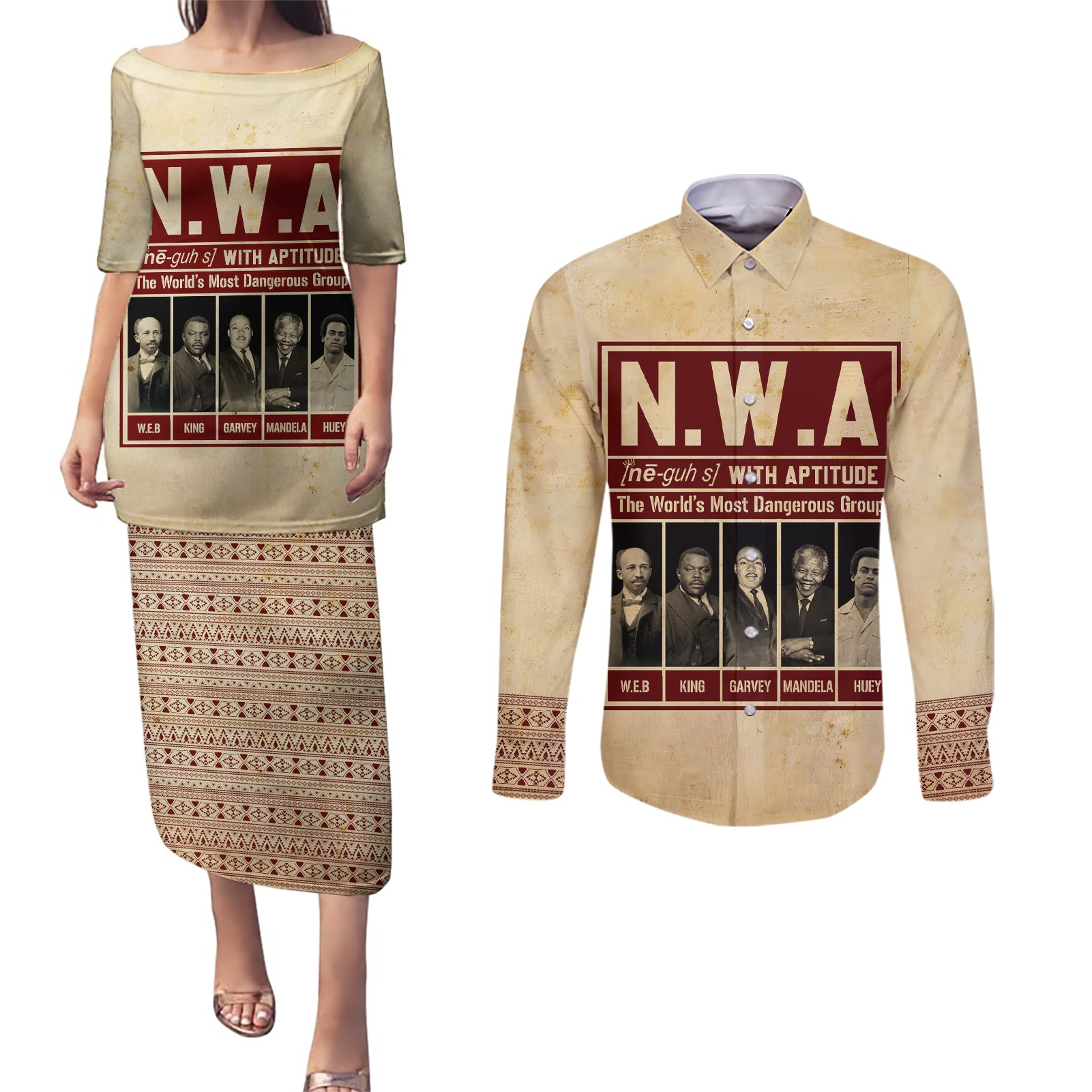 The World's Most Dangerous Group Couples Matching Puletasi and Long Sleeve Button Shirt - Wonder Print Shop