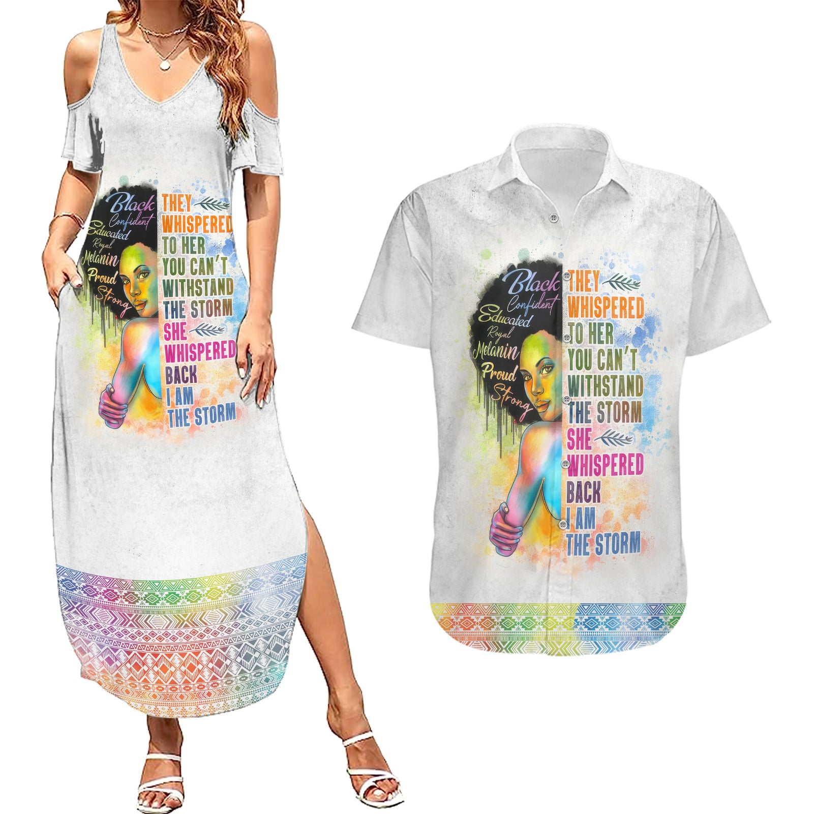 Black Girl I Am The Storm Couples Matching Summer Maxi Dress and Hawaiian Shirt African American Women - Wonder Print Shop