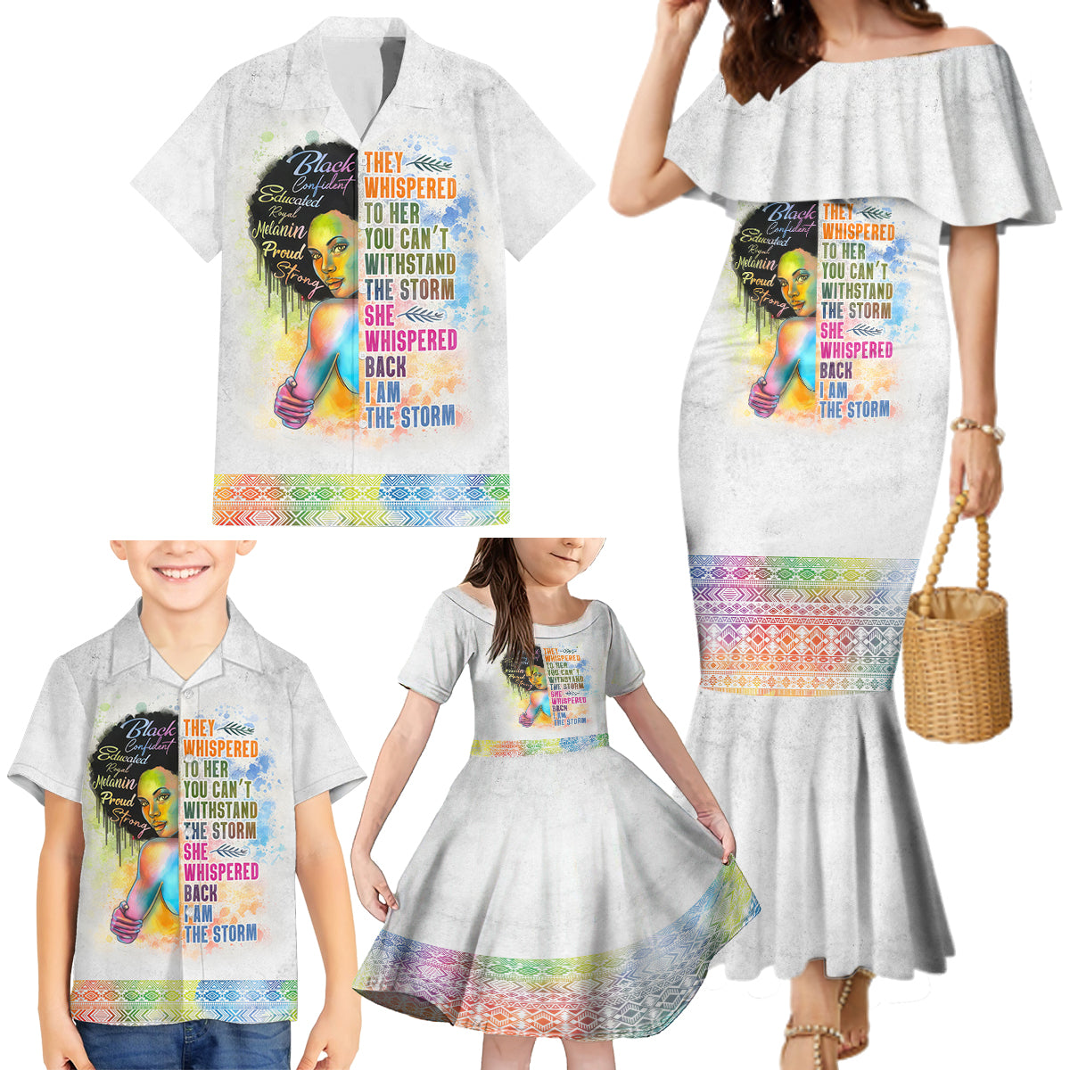 Black Girl I Am The Storm Family Matching Mermaid Dress and Hawaiian Shirt African American Women - Wonder Print Shop