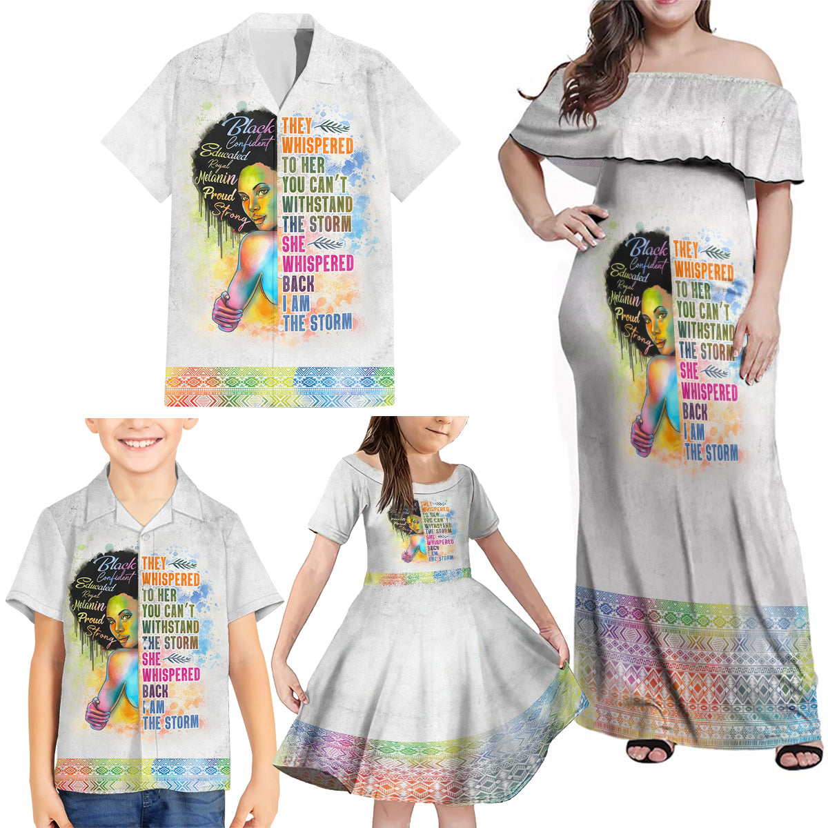 Black Girl I Am The Storm Family Matching Off Shoulder Maxi Dress and Hawaiian Shirt African American Women - Wonder Print Shop