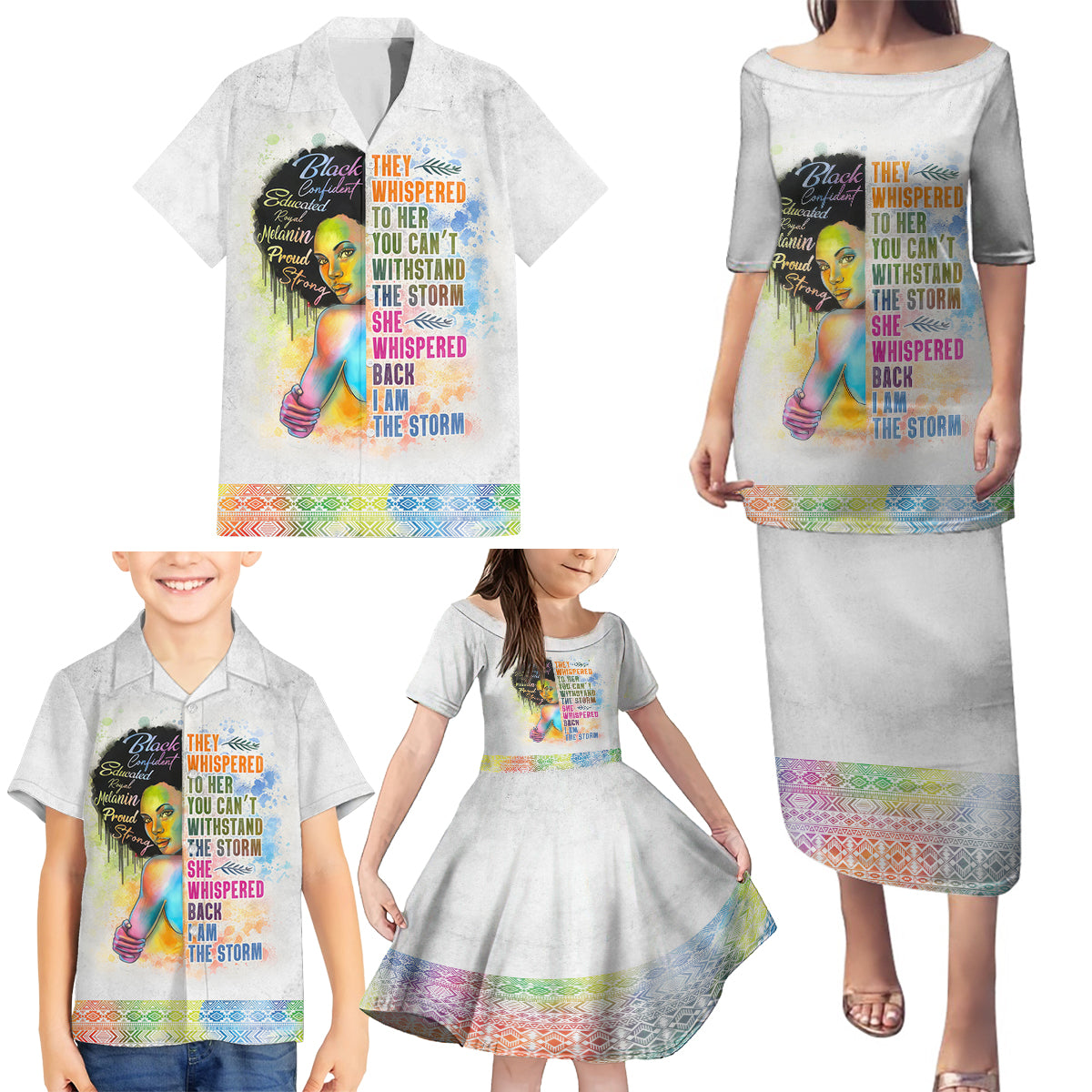 Black Girl I Am The Storm Family Matching Puletasi and Hawaiian Shirt African American Women - Wonder Print Shop