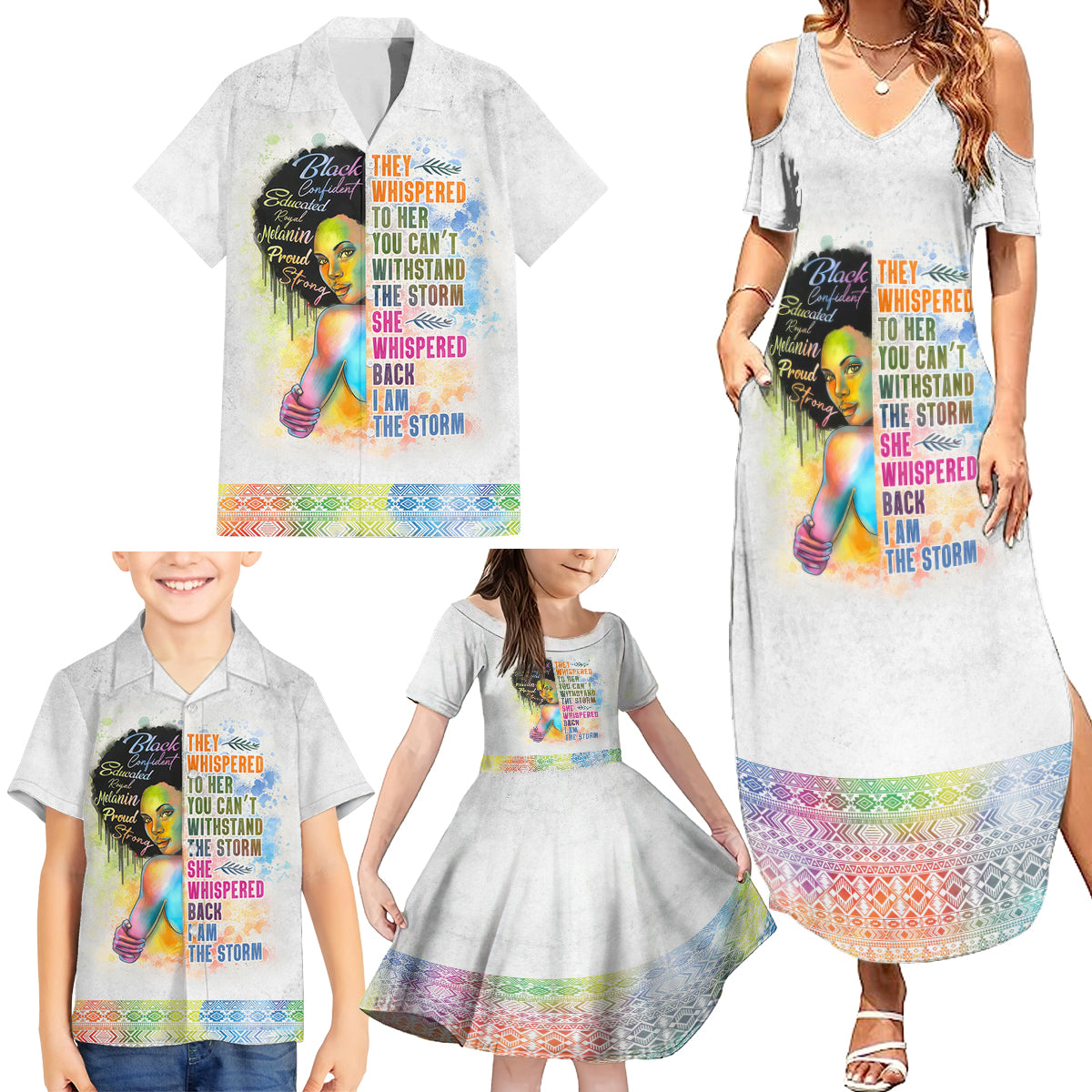 Black Girl I Am The Storm Family Matching Summer Maxi Dress and Hawaiian Shirt African American Women - Wonder Print Shop