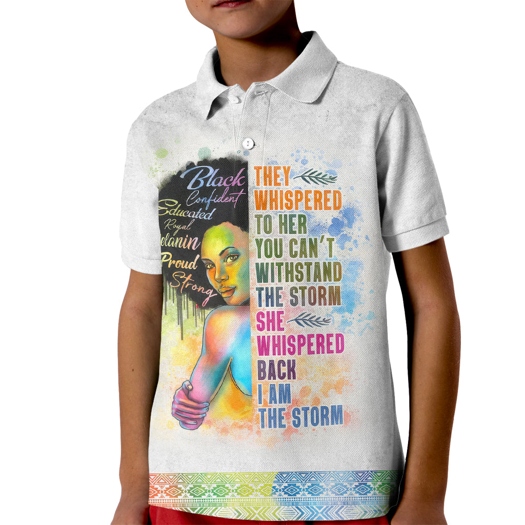 Black Girl I Am The Storm Kid Polo Shirt African American Women - Wonder Print Shop