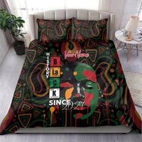 Personalized bedding set with portrait graphic and “Your Name” text on dark cover