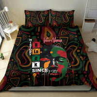 Personalized bedding set with portrait graphic, “Your Name” text, and two matching pillows