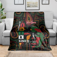 Personalized Black History Month blanket with large face portrait and “SINCE 2024”