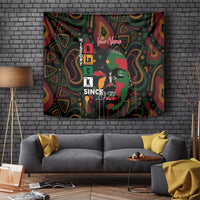 Personalized tapestry with centered face portrait, multicolor drips, and “Since 2024” typography