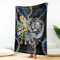 Sweden Vikings Blanket Nordic Lion Bound in Runes and Chains
