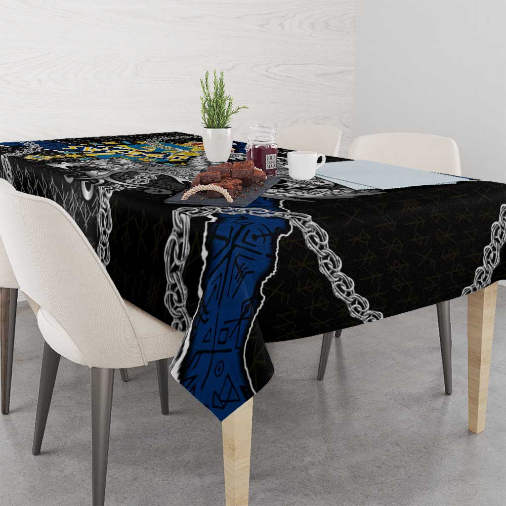 Sweden Vikings Tablecloth Nordic Lion Bound in Runes and Chains