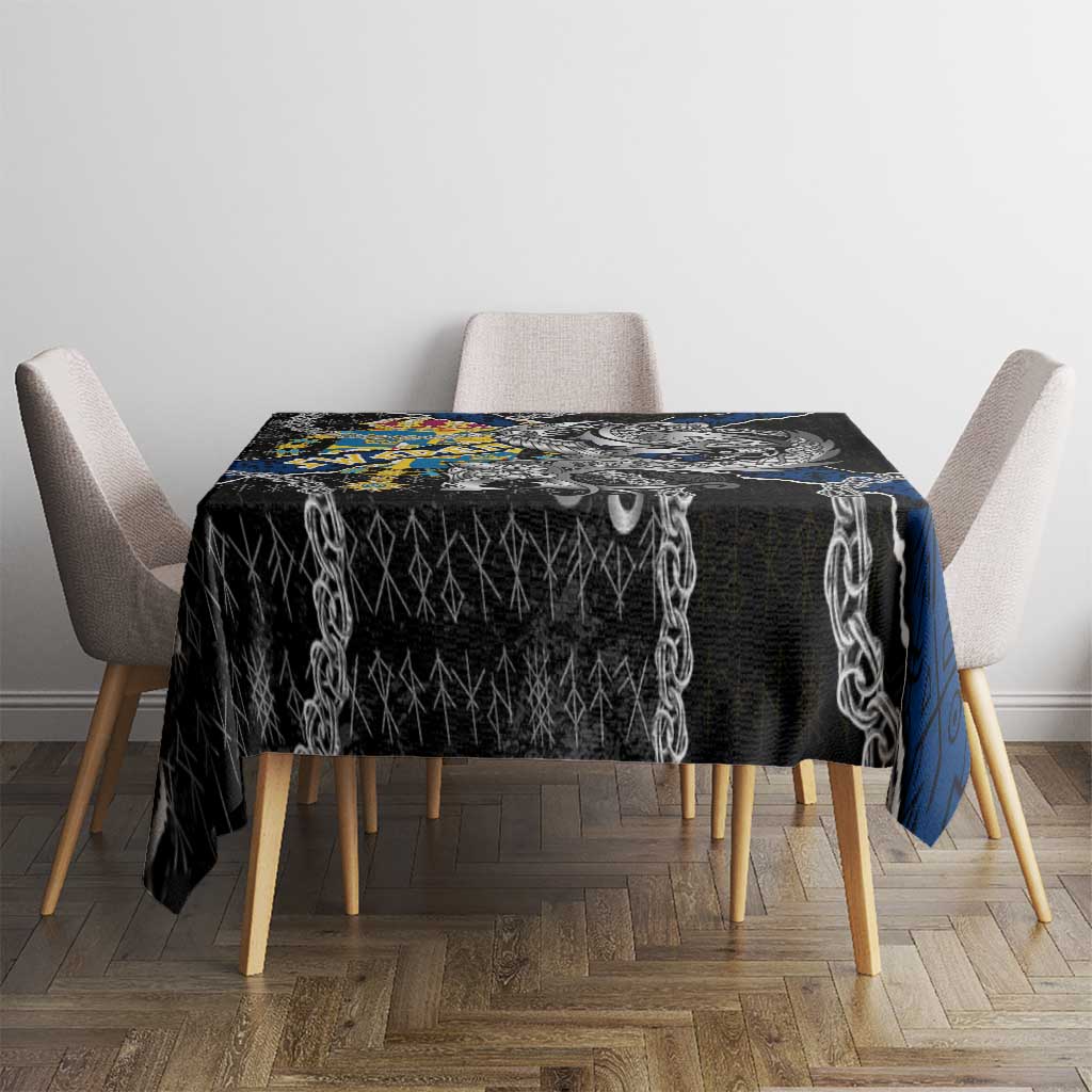 Sweden Vikings Tablecloth Nordic Lion Bound in Runes and Chains