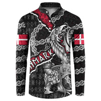 Personalized Denmark Vikings Button Sweatshirt Nordic Lion Bound in Runes and Chains