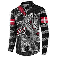 Personalized Denmark Vikings Button Sweatshirt Nordic Lion Bound in Runes and Chains