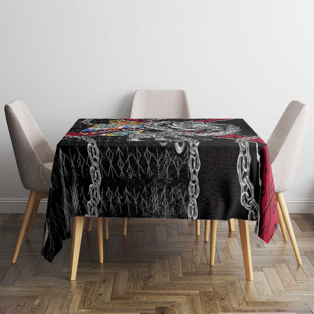 Denmark Vikings Tablecloth Nordic Lion Bound in Runes and Chains
