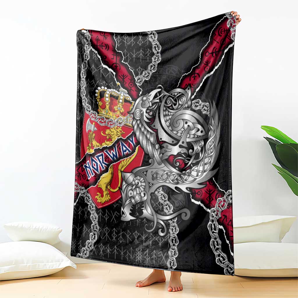 Norway Vikings Blanket Nordic Lion Bound in Runes and Chains