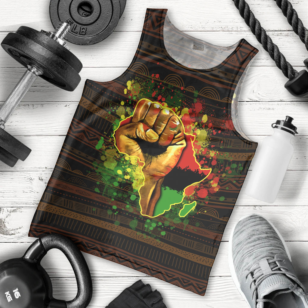 Black Power Men Tank Top Africa Map - Wonder Print Shop