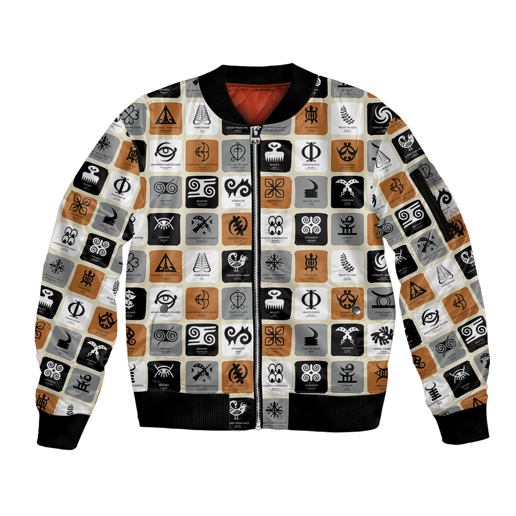 adinkra-symbols-fashion-sleeve-zip-bomber-jacket