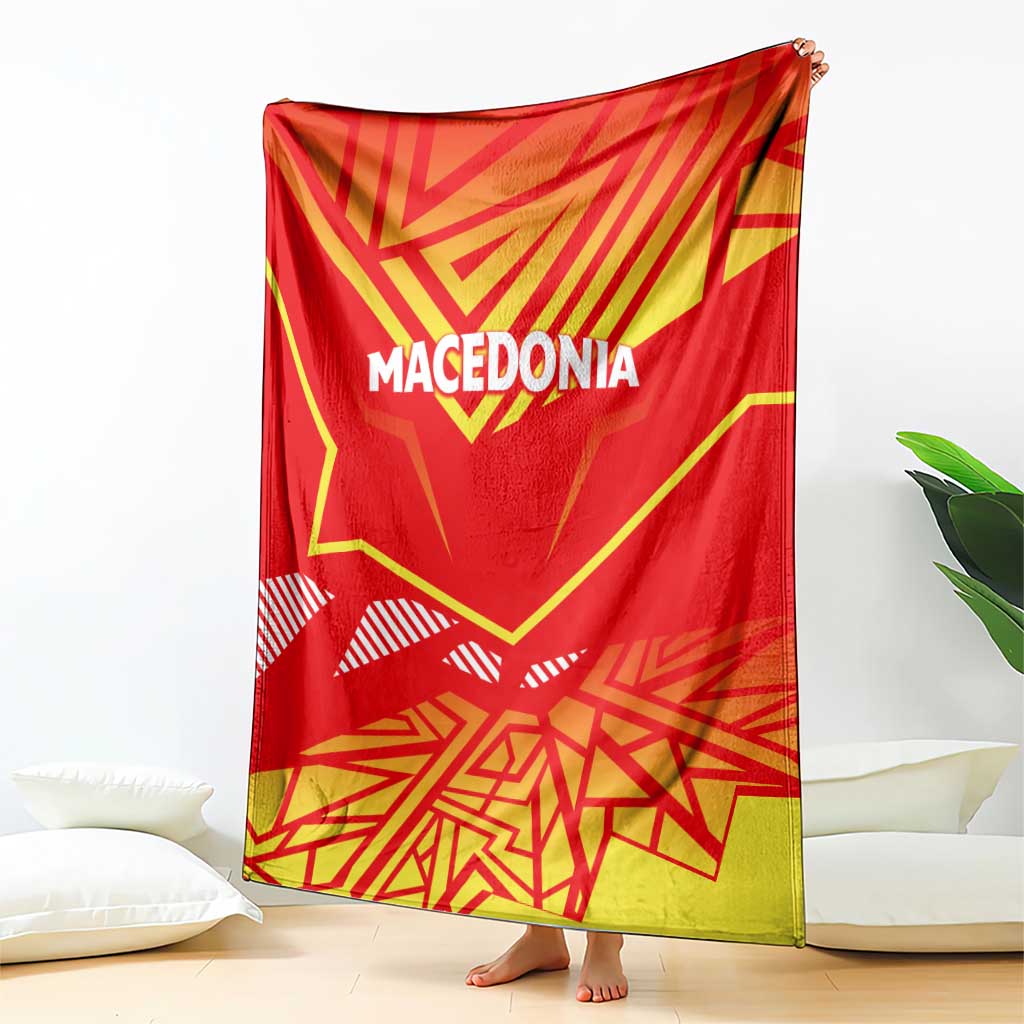 Macedonia flag blanket, red with yellow border and 'MACEDONIA' word in center