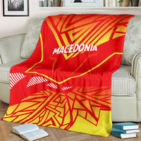 Macedonia flag blanket in red and yellow with 'MACEDONIA' text at center