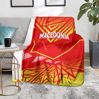 Macedonia flag blanket with red body, yellow emblem and 'MACEDONIA' word in middle