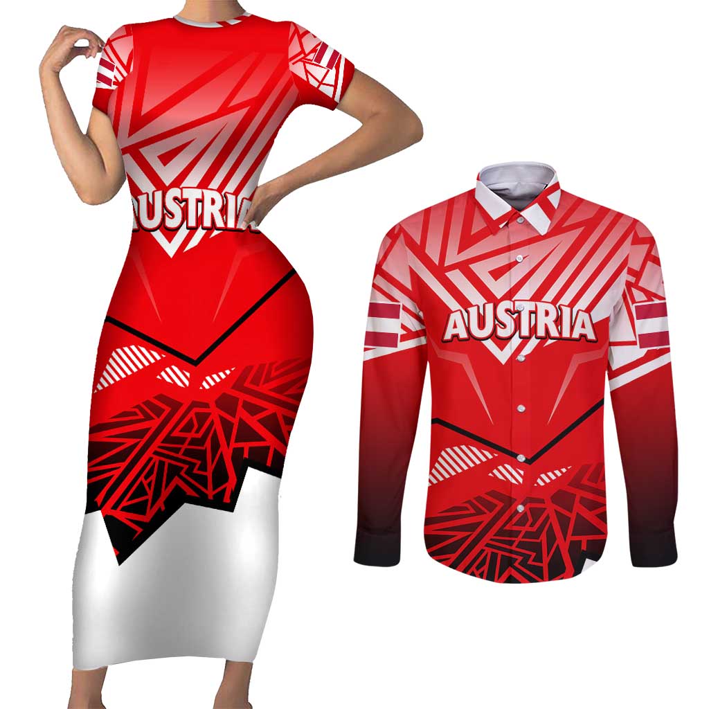 Forever Austria Couples Matching Short Sleeve Bodycon Dress and Long Sleeve Button Shirt Osterreich Eagle - Wonder Print Shop