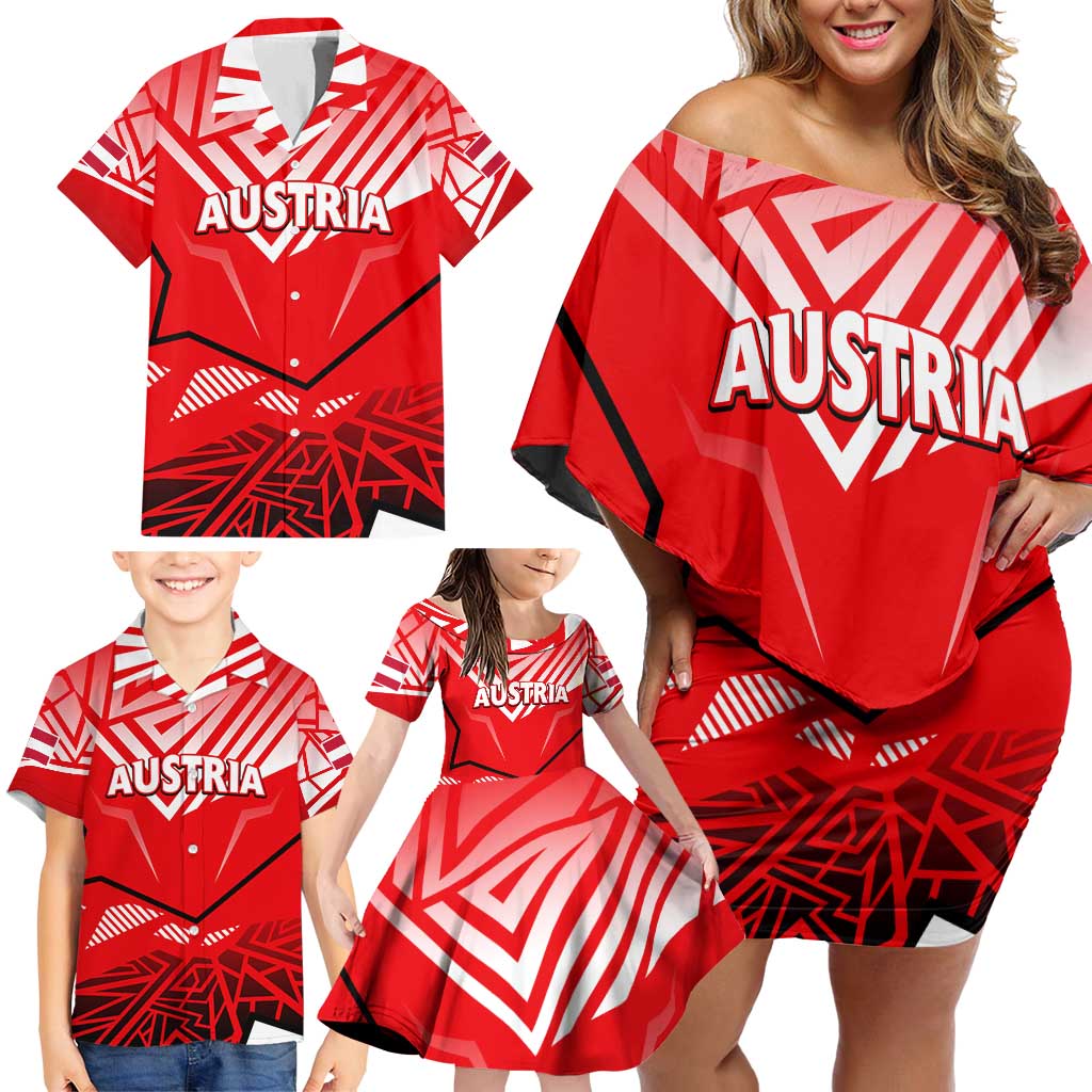 Forever Austria Family Matching Off Shoulder Short Dress and Hawaiian Shirt Osterreich Eagle - Wonder Print Shop